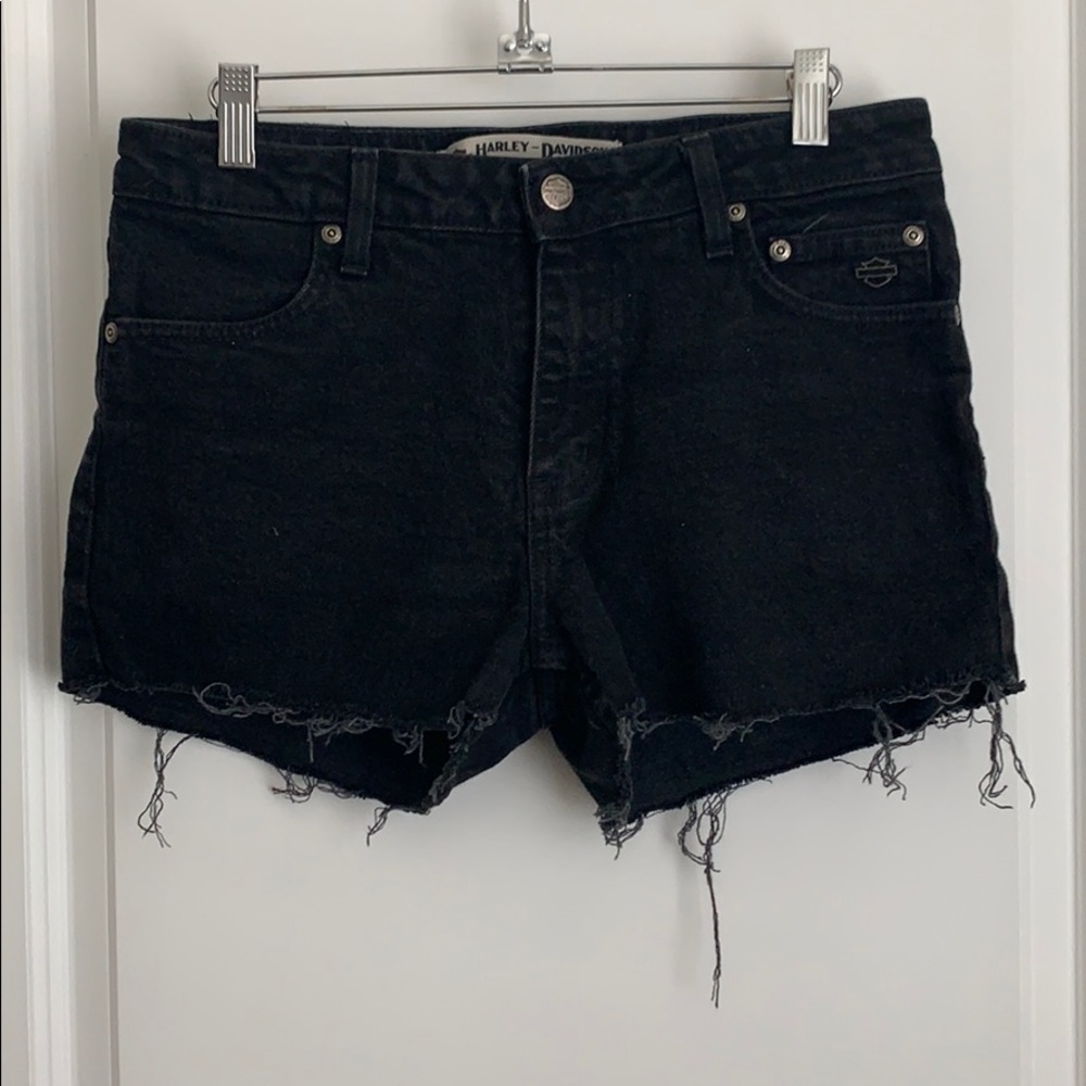 Harley-Davidson Mid-Rise Cut Off Denim Shorts